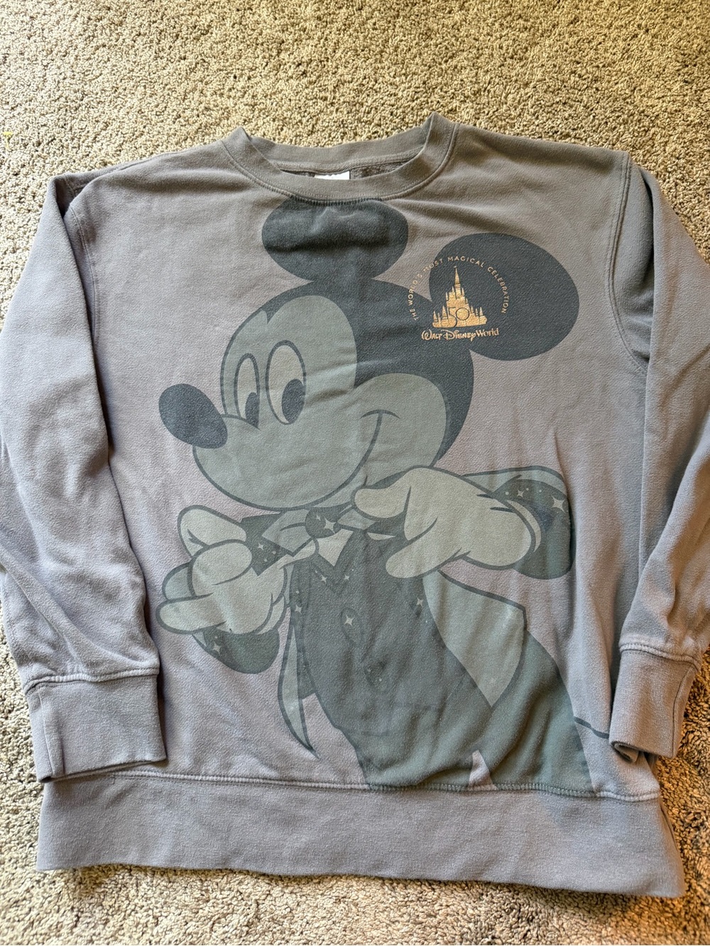 Walt Disney World 50th Anniversary Gray Mickey Mouse Crewneck Sweatshirt
